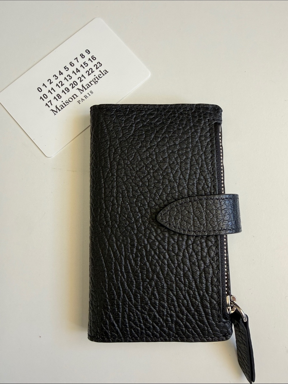 Maison Martin Margiela Black Pebbled Leather Card & Key Holder